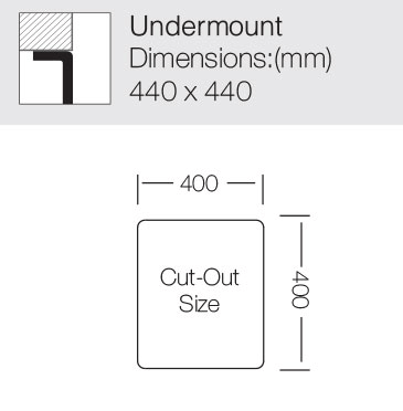 Additional image for Undermount Kitchen Sink (400/400mm, S Steel).