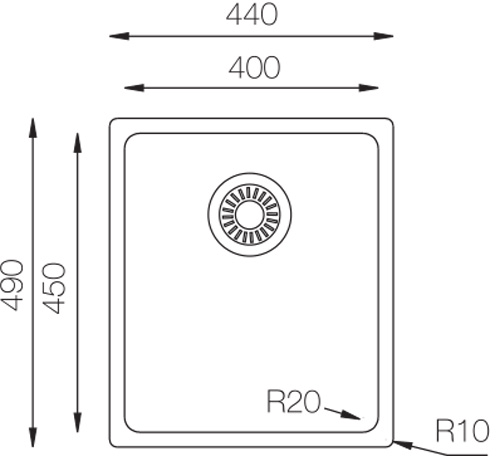 Additional image for Flush Mount Kitchen Sink (400/450mm, S Steel).