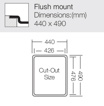 Additional image for Flush Mount Kitchen Sink (400/450mm, S Steel).