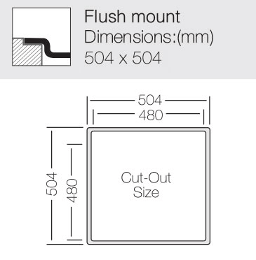 Additional image for Flush Mount Kitchen Sink (500/500mm, S Steel).