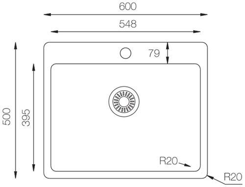 Additional image for Inset Kitchen Sink (600/500mm, S Steel).