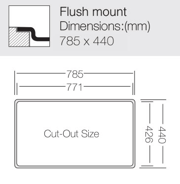 Additional image for Flush Mount Kitchen Sink (745/400mm, S Steel).