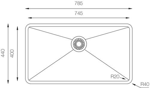 Additional image for Inset Slim-Top Kitchen Sink (745/400mm, S Steel).