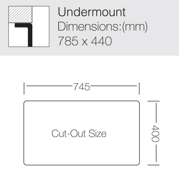 Additional image for Undermount Kitchen Sink (745/400mm, S Steel).