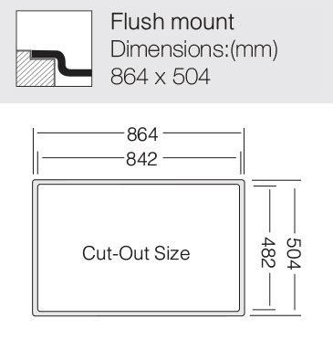 Additional image for Flush Mount Kitchen Sink (860/500mm, S Steel, LH).