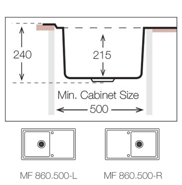 Additional image for Inset Kitchen Sink (860/500mm, S Steel, LH).