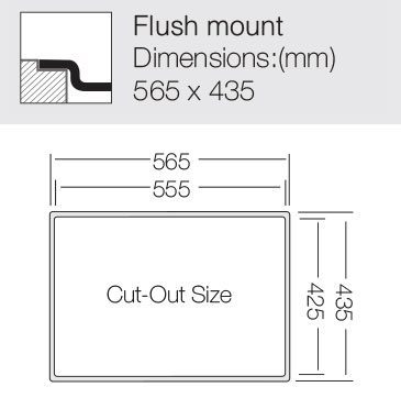 Additional image for Flush Mount Kitchen Sink (565/400mm, S Steel, LH).