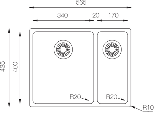 Additional image for Inset Slim-Top Kitchen Sink (565/400mm, S Steel, LH).