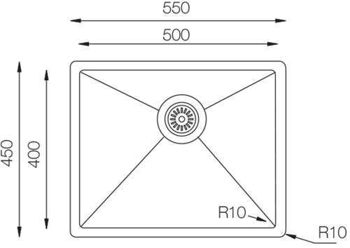 Additional image for Undermount Kitchen Sink (550/450mm, S Steel).