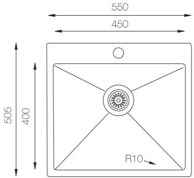 Additional image for Flush Mount Kitchen Sink (550/505mm, Black).