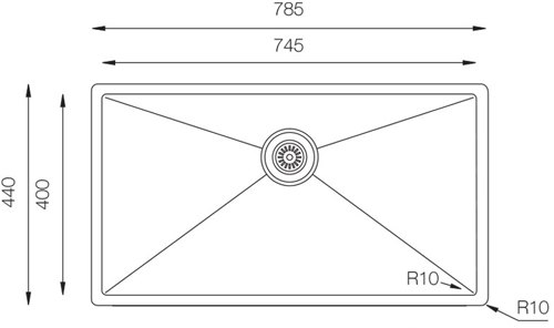 Additional image for Flush Mount Kitchen Sink (785/440mm, S Steel).