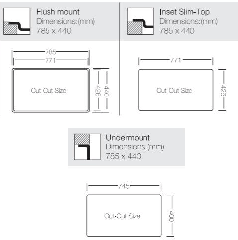 Additional image for Flush Mount Kitchen Sink (785/440mm, S Steel).