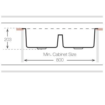 Additional image for Flush Mount Kitchen Sink (740/440mm, Black).