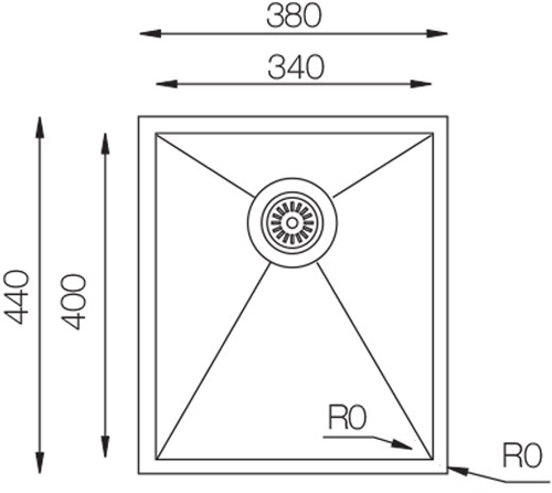 Additional image for Flush Mount Kitchen Sink (380/440mm, S Steel).