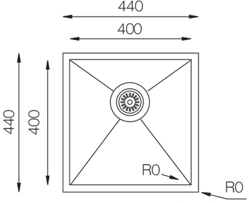 Additional image for Undermount Kitchen Sink (440/440mm, S Steel).