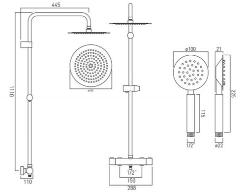 Additional image for Aquablade Shower Valve & Column Pack (Chrome).