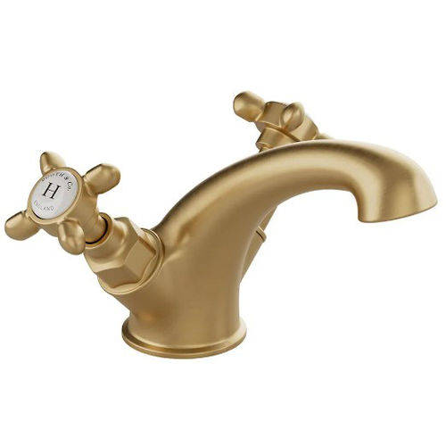 Additional image for Basin & Bath Shower Mixer Tap Pack With Crosshead Handles (Brushed Brass).