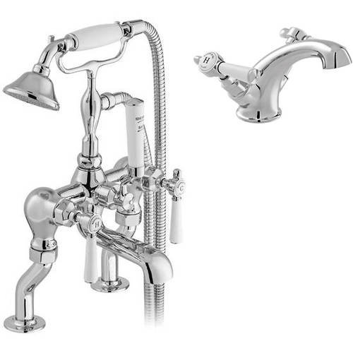 Additional image for Basin & Bath Shower Mixer Tap Pack With Lever Handles (Chrome).