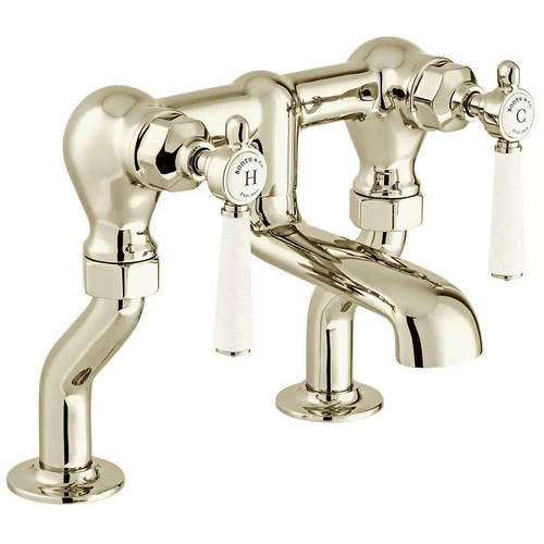 Additional image for Basin & Bath Filler Tap Pack With Lever Handles (Bright Nickel).