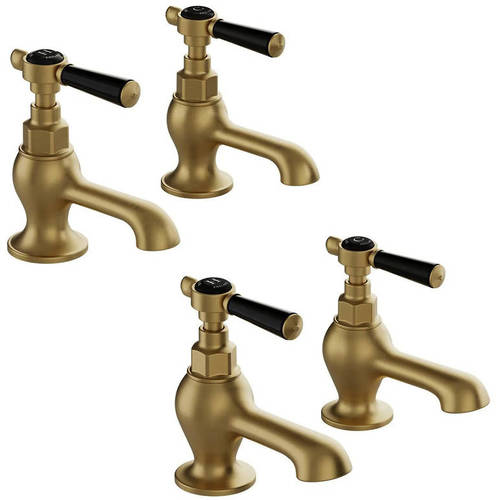 Additional image for Basin & Bath Tap Pack With Lever Handles (Brushed Brass).