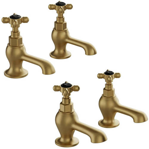 Additional image for Basin & Bath Tap Pack With Crosshead Handles (Brushed Brass).