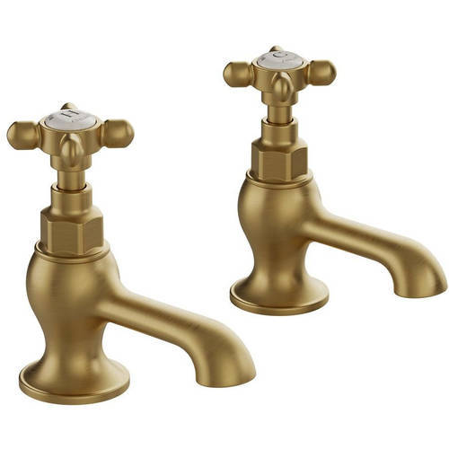 Additional image for Basin & Bath Tap Pack With Crosshead Handles (Brushed Brass).