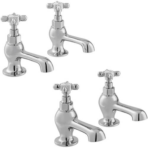 Additional image for Basin & Bath Tap Pack With Crosshead Handles (Chrome).