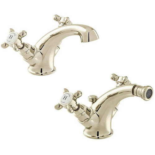 Additional image for Mono Basin & Bidet Tap Pack With Crosshead Handles (Bright Nickel).
