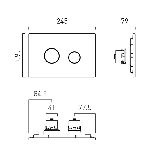 Additional image for Flush Plate With Round Buttons (Brushed Brass).