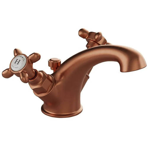 Additional image for Mono Basin Mixer Tap With Pop Up Waste & Crosshead Handles (Brushed Bronze).