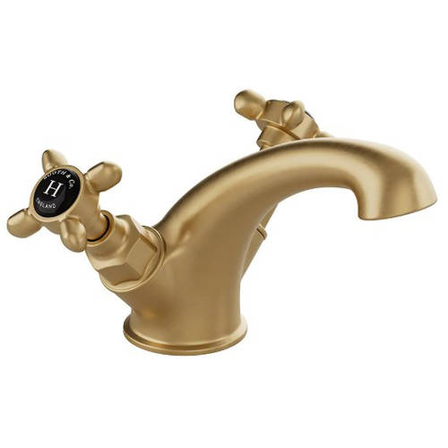 Additional image for Mono Basin Mixer Tap With Crosshead Handles (Bushed Brass).