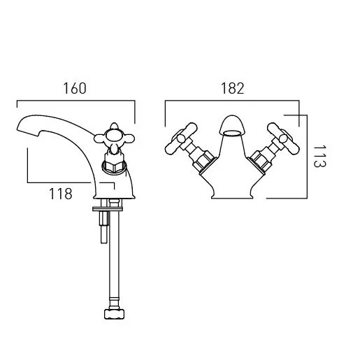 Additional image for Mono Basin Mixer Tap With Crosshead Handles (Brushed Bronze).