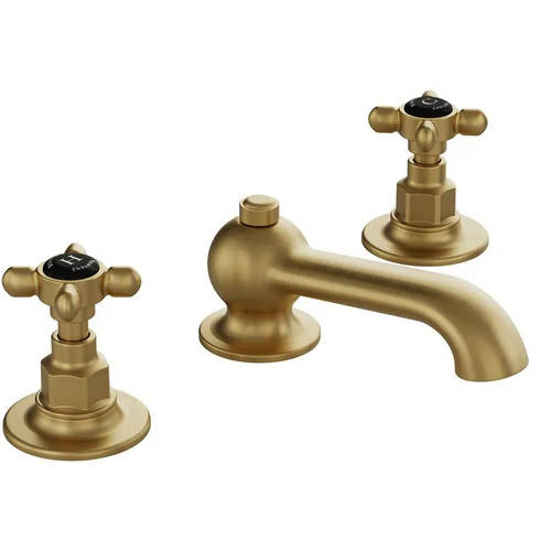 Additional image for 3TH Basin Mixer Tap With Pop Up Waste & Crosshead Handles (Brushed Brass).