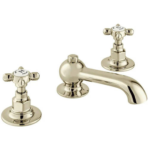 Additional image for 3TH Basin Mixer Tap With Pop Up Waste & Crosshead Handles (Bright Nickel).