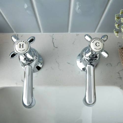 Additional image for Basin Taps With Crosshead Handles (Chrome, Pair).
