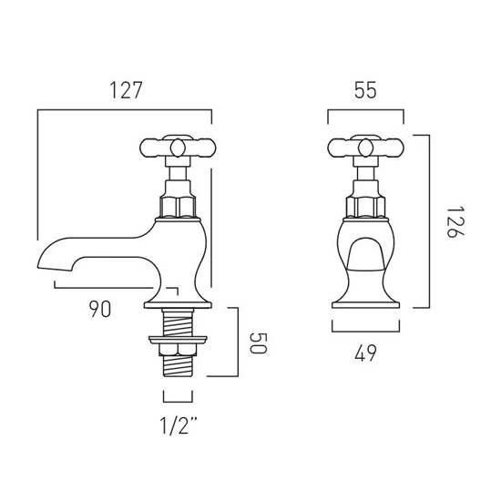 Additional image for Basin Taps With Crosshead Handles (Chrome, Pair).