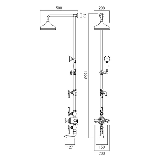 Additional image for Thermostatic Shower Column With 3 Outlets (Chrome).