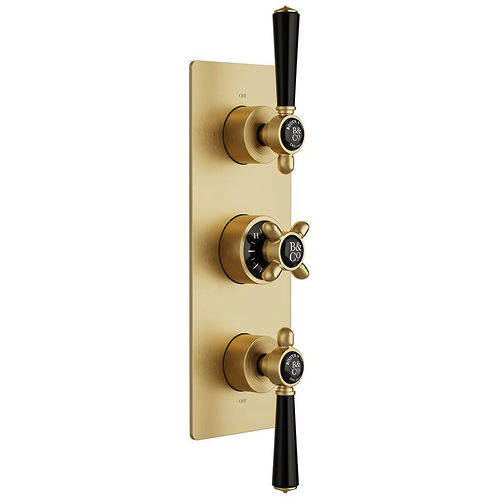 Additional image for Thermostatic Shower Valve With Fixed Head & Mini Shower Kit (Brushed Brass).