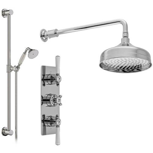 Additional image for Thermostatic Shower Valve With Slide Rail Kit & Fixed Head (Chrome).