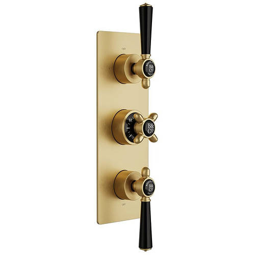 Additional image for Thermostatic Shower Valve With 3 Outlets (Brushed Brass).