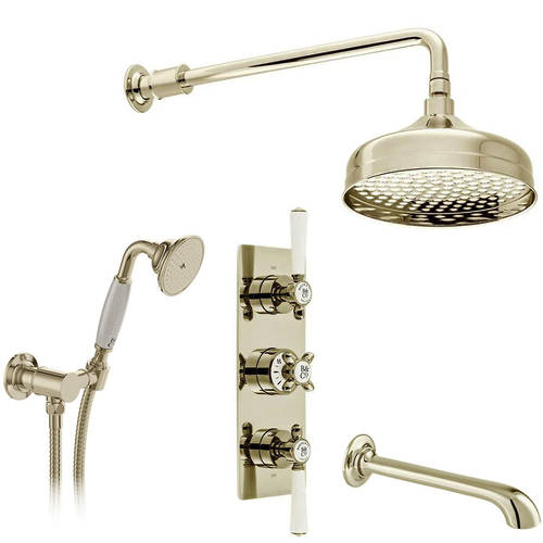 Additional image for Thermostatic Shower Valve With Mini Kit, Head & Bath Spout (Bright Nickel).