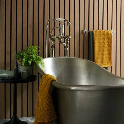 Additional image for Freestanding Bath Shower Mixer Tap With Crosshead Handles (Bright Nickel).