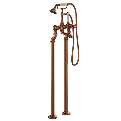Additional image for Freestanding Bath Shower Mixer Tap With Crosshead Handles (Brushed Bronze).