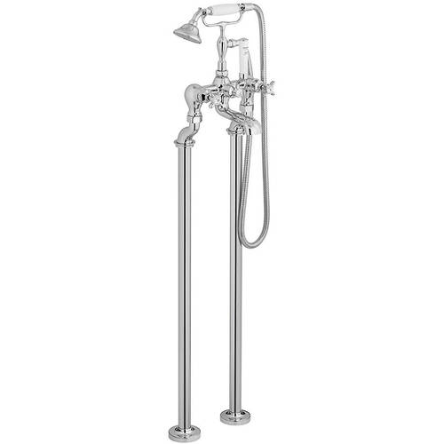 Additional image for Freestanding Bath Shower Mixer Tap With Crosshead Handles (Chrome).