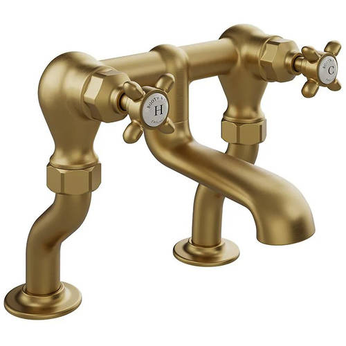 Additional image for Bath Filler Tap With Crosshead Handles (Brushed Brass).