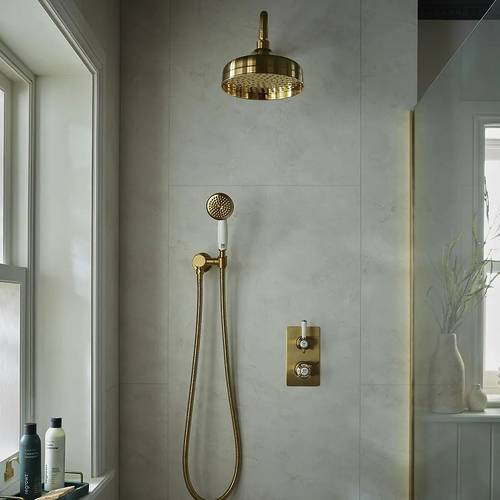 Additional image for Thermostatic Shower Valve With 1 Outlet (Brushed Brass).