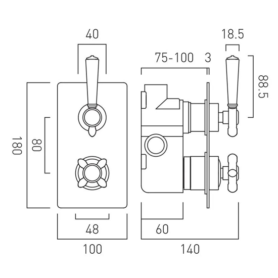 Additional image for Thermostatic Shower Valve With 1 Outlet (Brushed Brass).