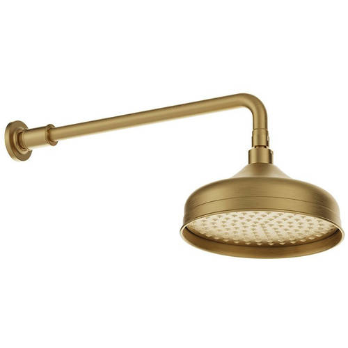 Additional image for Thermostatic Shower Valve With Slide Rail Kit & Fixed Head (Brushed Brass).