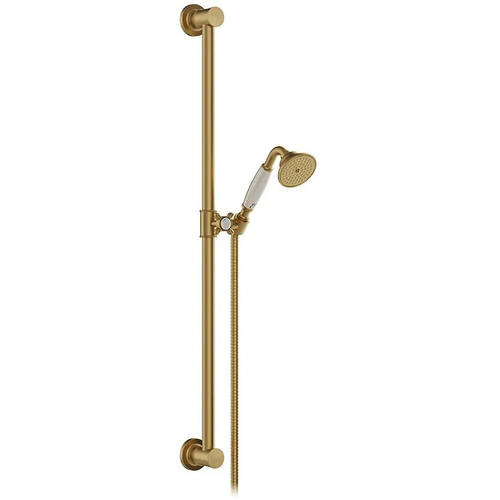 Additional image for Thermostatic Shower Valve With Slide Rail Kit & Fixed Head (Brushed Brass).