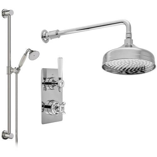 Additional image for Thermostatic Shower Valve With Slide Rail Kit & Fixed Head (Chrome).